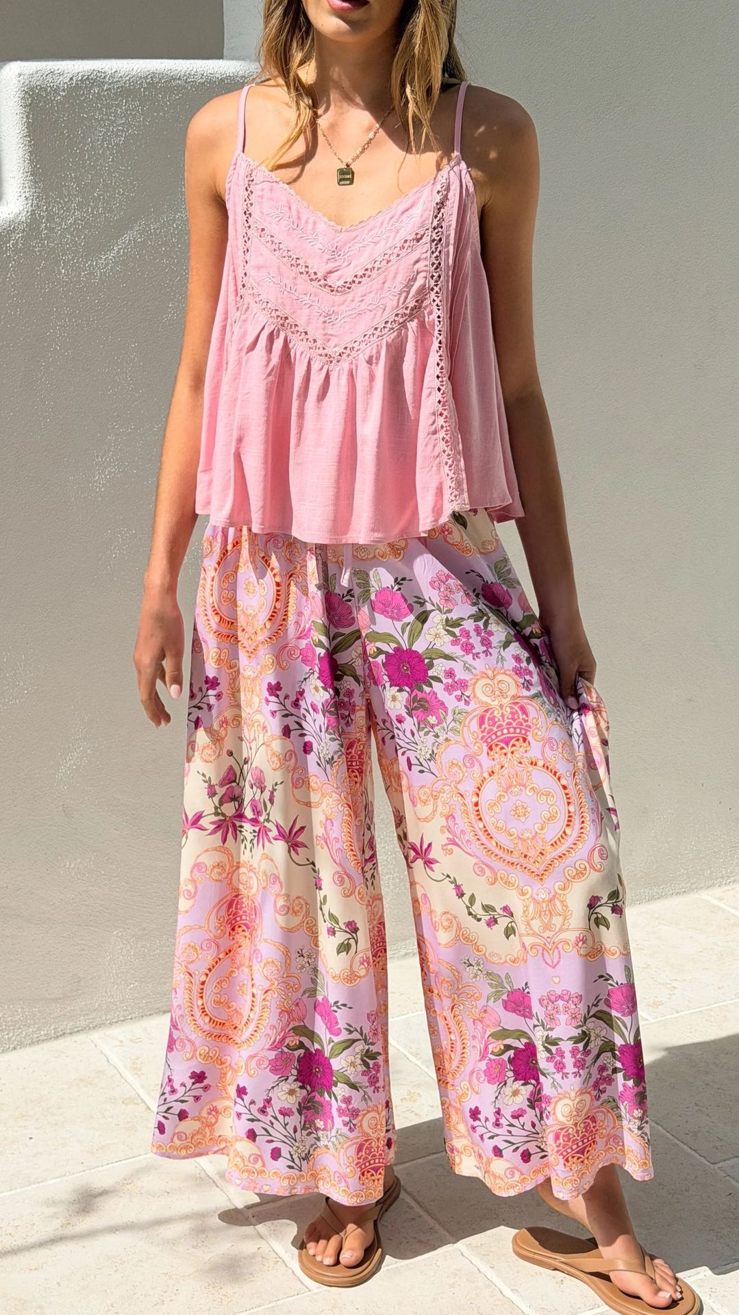 Women’s Summer New Arrival Printed Loose Casual Resort Style Wide-Leg Long Pants
