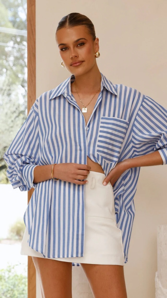 Women’s Striped Shirt – Fall/Winter New Arrival Loose Casual Long Sleeve Blouse Base Layer