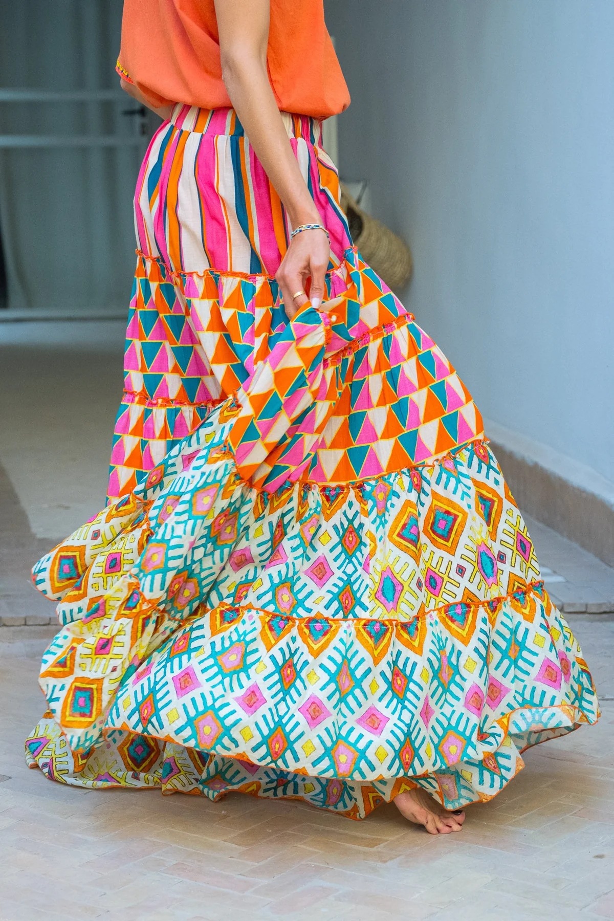 Women’s Printed Ruffled Flared Skirt