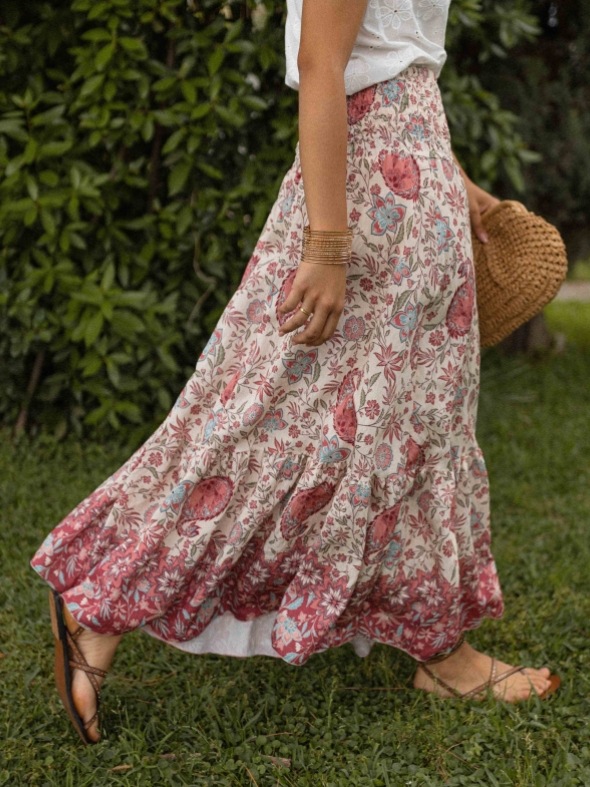 Women’s Summer New Arrival Bohemian Print Resort Flared Skirt