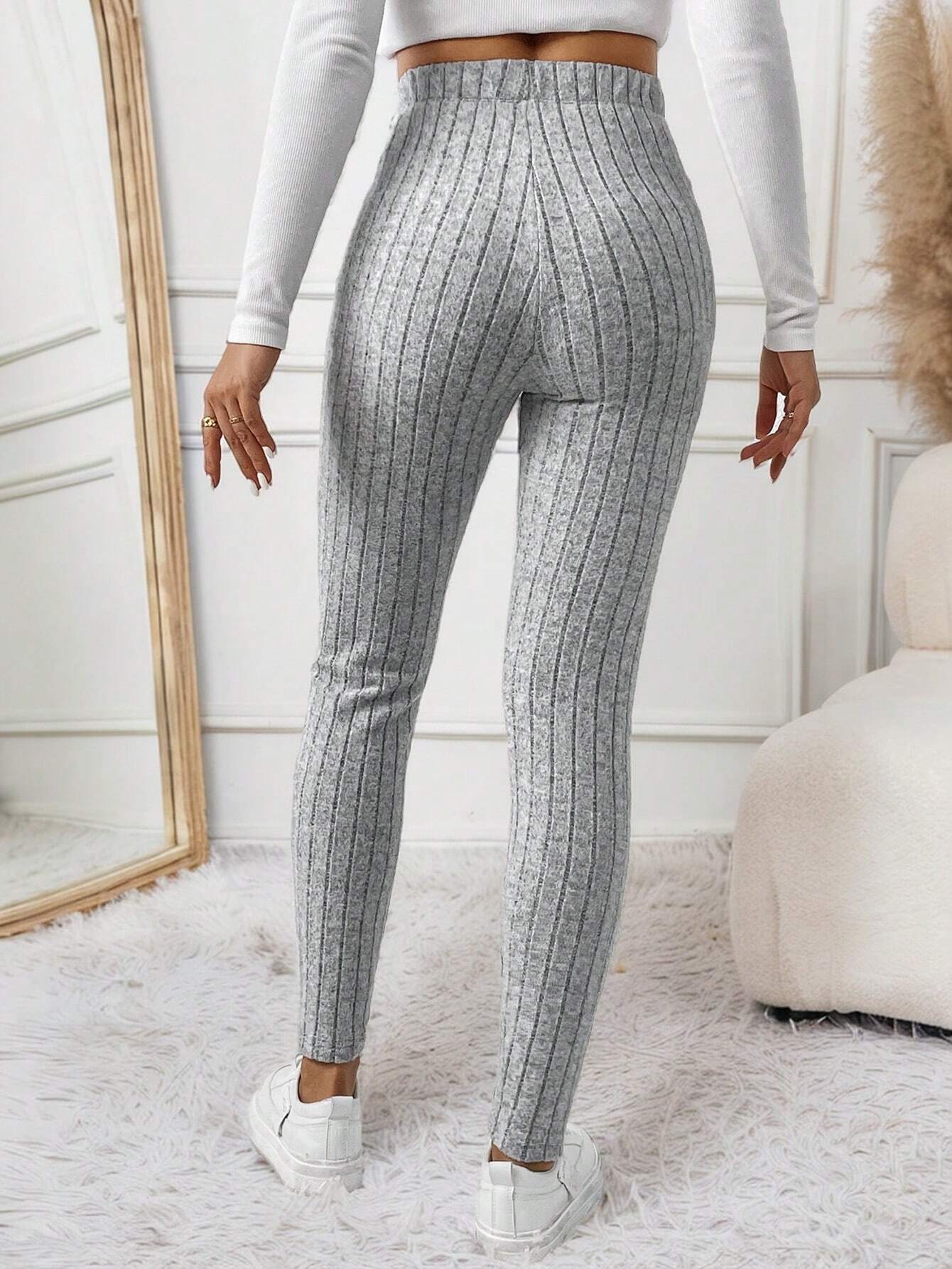 Women’s Basic Fashion Minimalist Knit Casual Pants – Spring/Summer New Arrival Slim-Fit Leg-Slimming 9/10 Length Pants