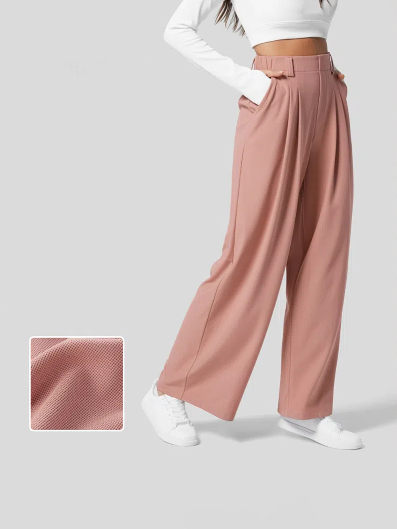 Women’s Ins Bestseller 2026 Comfortable Casual Hip-Hiding Slimming Loose Blazer Casual Knit Long Pants