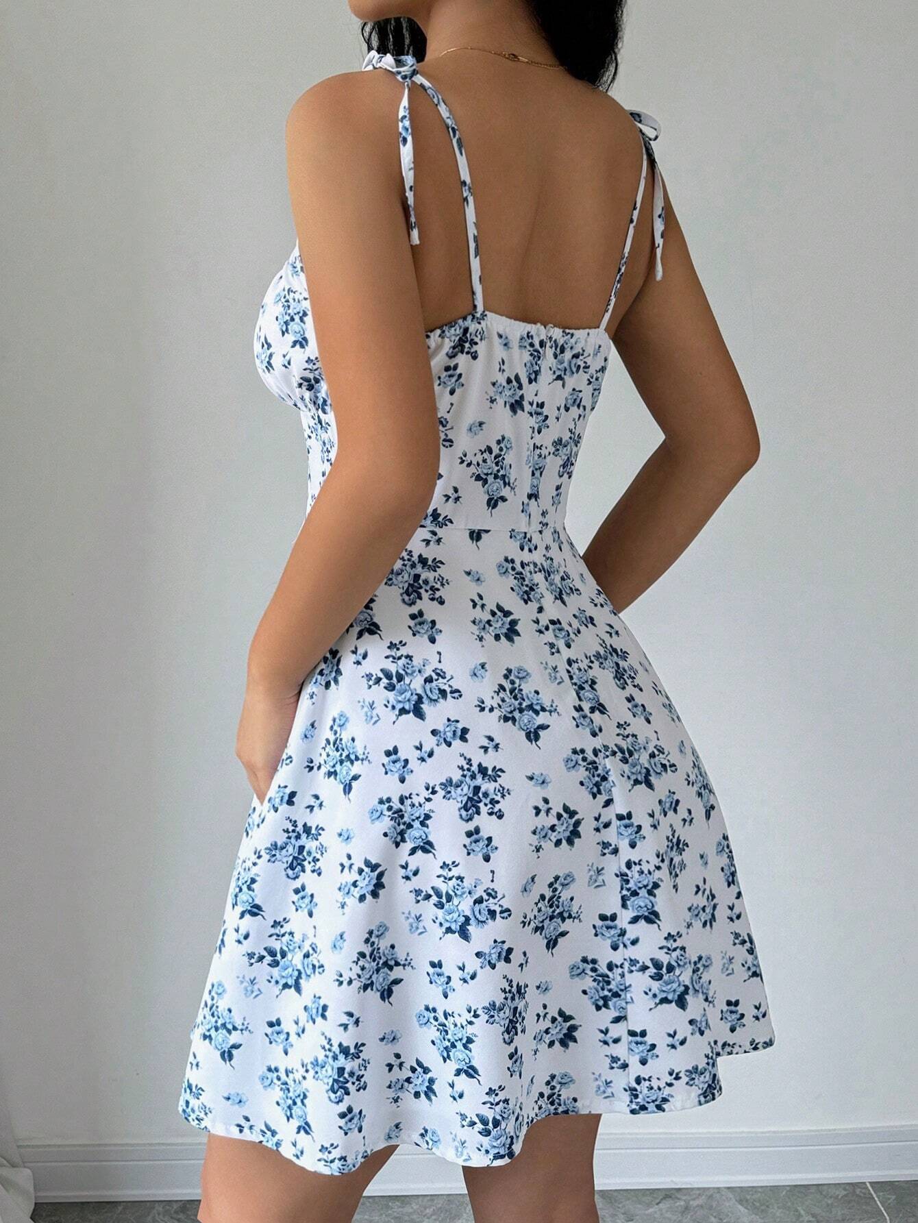 Women’s 2026 Summer New Arrival Bestseller Floral Camisole Short Dress – Square Neck Soft Style Mini Dress