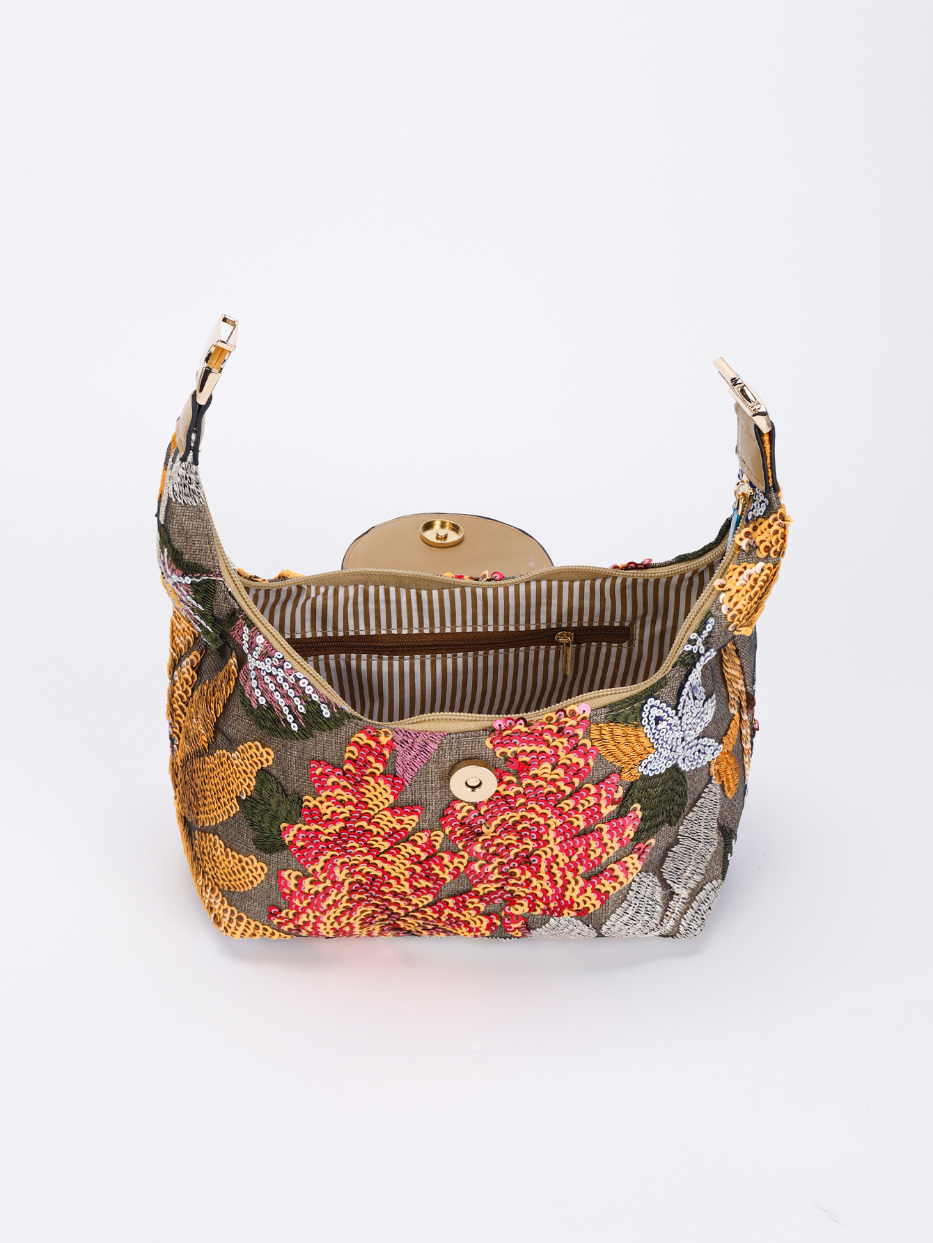 Women’s Bohemian Sequin Bag – Floral Embroidered Handbag Vintage Women’s Handheld Bag Versatile Purse