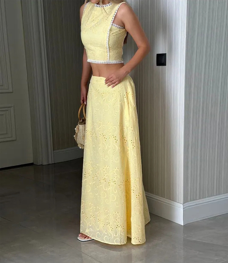 Women’s Sleeveless Maxi Dress Two-Piece Set with Pockets – INS Casual Vacation Loose Fit