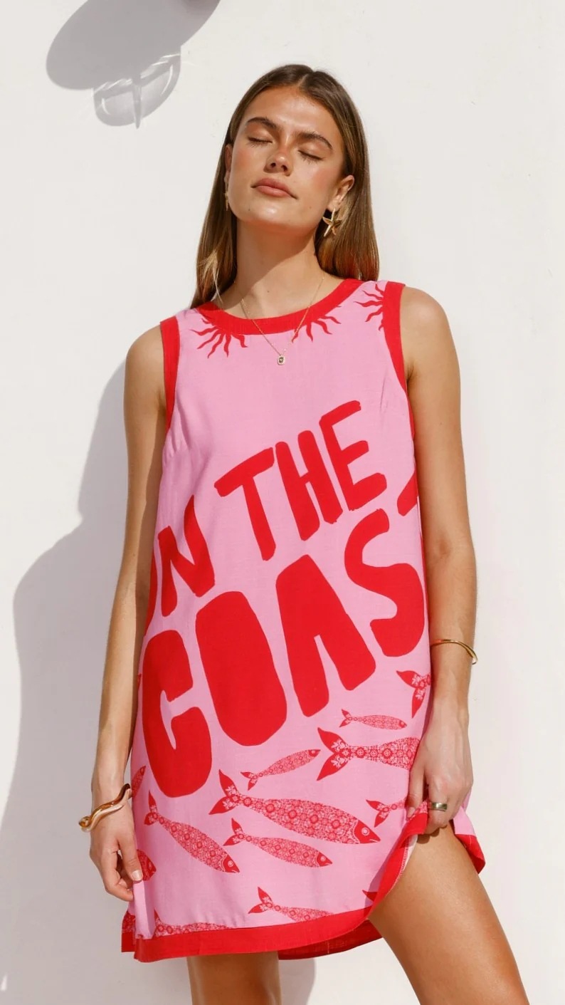 Women’s New Arrival Placement Print Color-Block Sleeveless Tank Dress