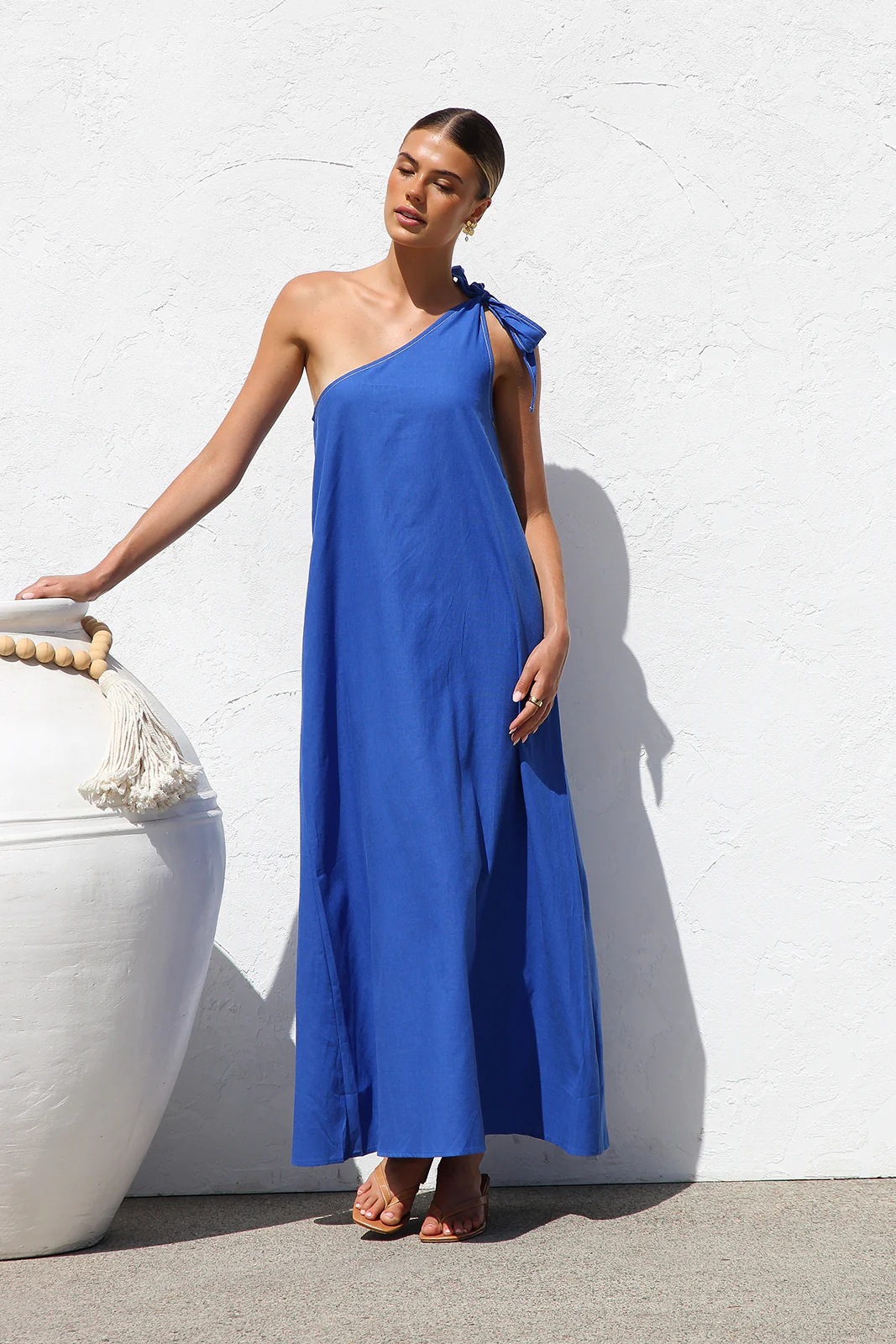 Women’s Summer New Arrival Asymmetric Dress – Ins Influencer Style Tie Elegant Asymmetric Maxi Dress