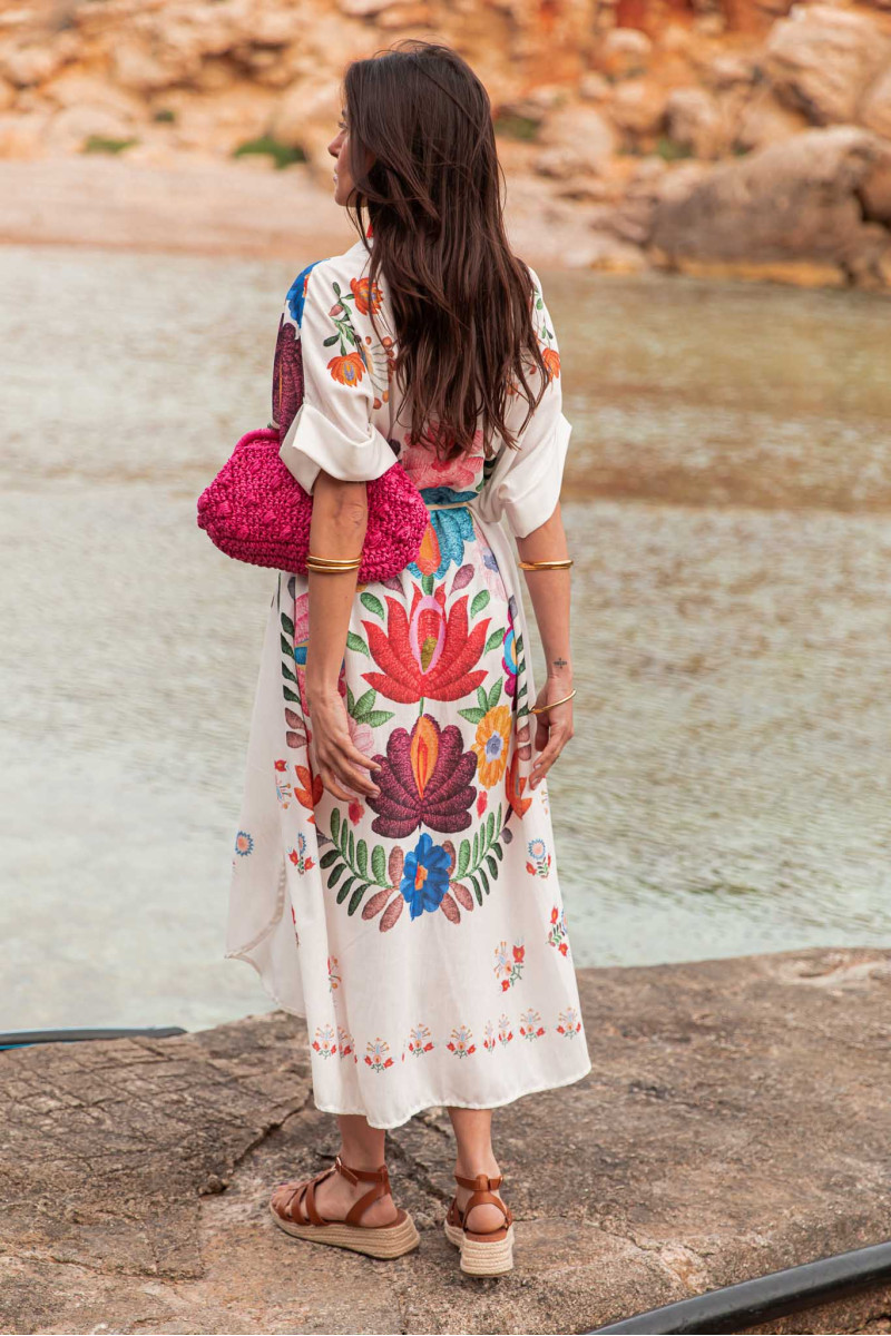 Women’s Placement Print Loose Casual Beach Dress – Seaside Resort Long Robe