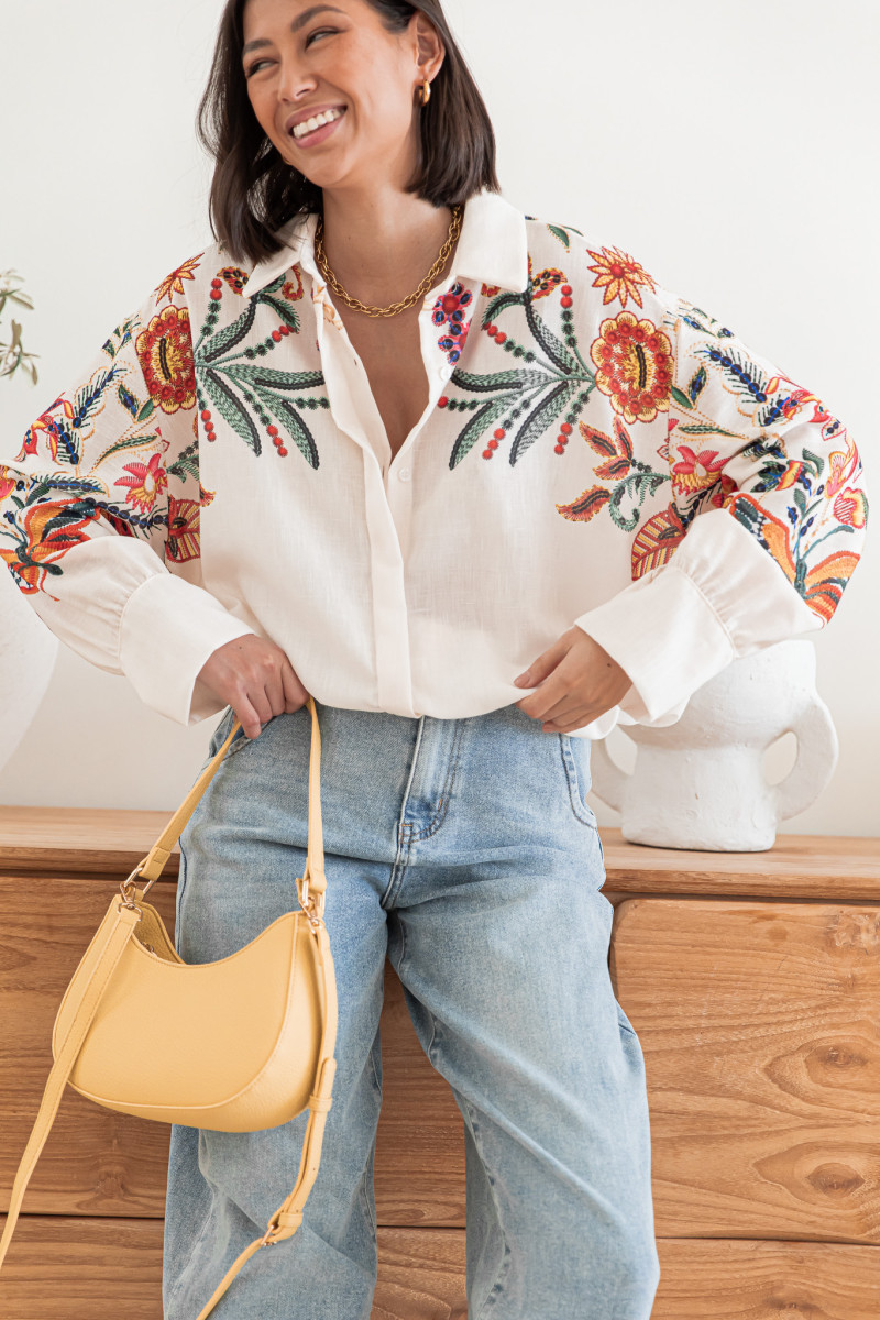 Women’s New Arrival Placement Print Loose Plus Size Casual Long Sleeve Shirt