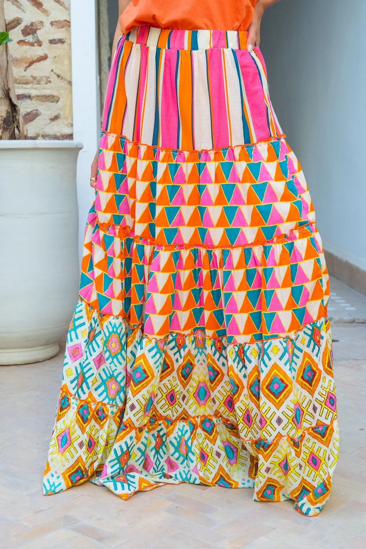 Women’s Printed Ruffled Flared Skirt