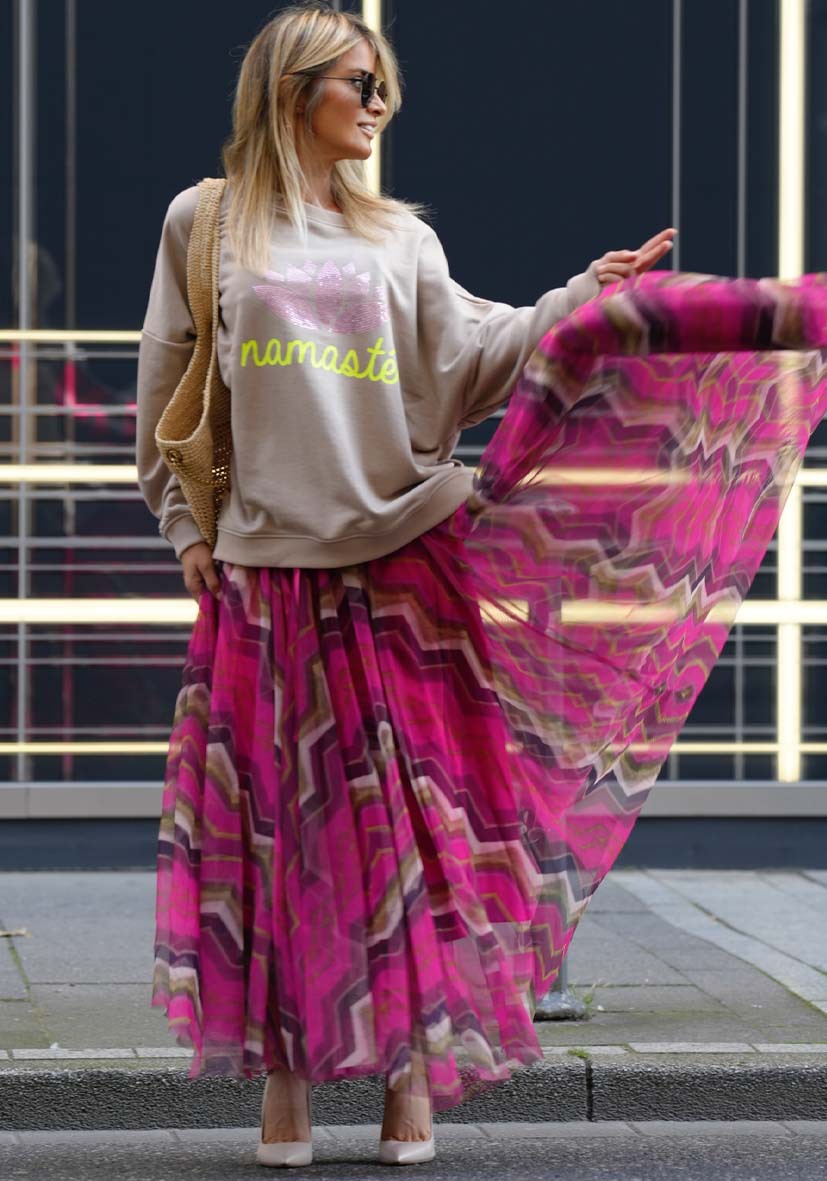 Women’s Spring New Arrival Printed Flared Mesh Skirt