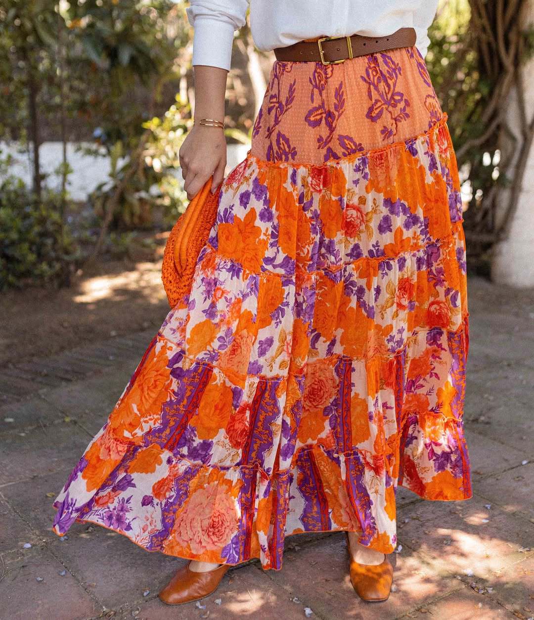 Women’s Summer New Arrival Bohemian Flared Print Ruffled Long Skirt