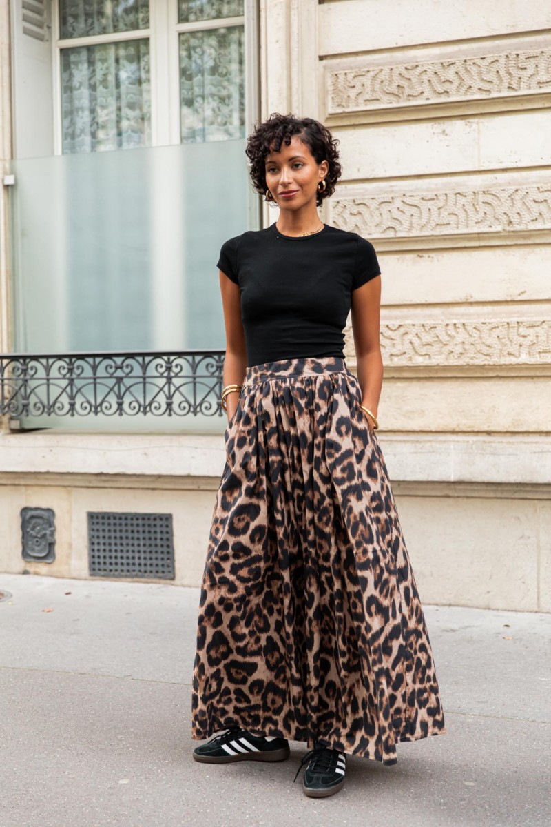 Women’s Spring/Summer New Arrival Leopard Print Pleated Flared Skirt