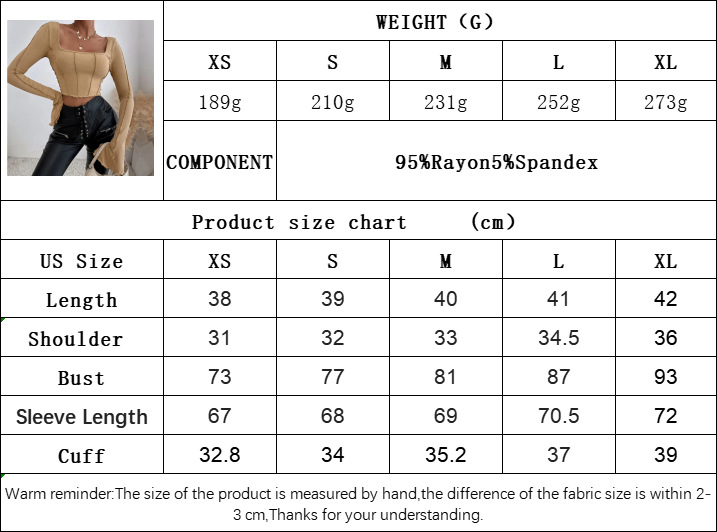 Women’s Spring/Summer 2026 New Arrival Slim-Fit Long Sleeve Square Neck Pullover Knit T-Shirt Top