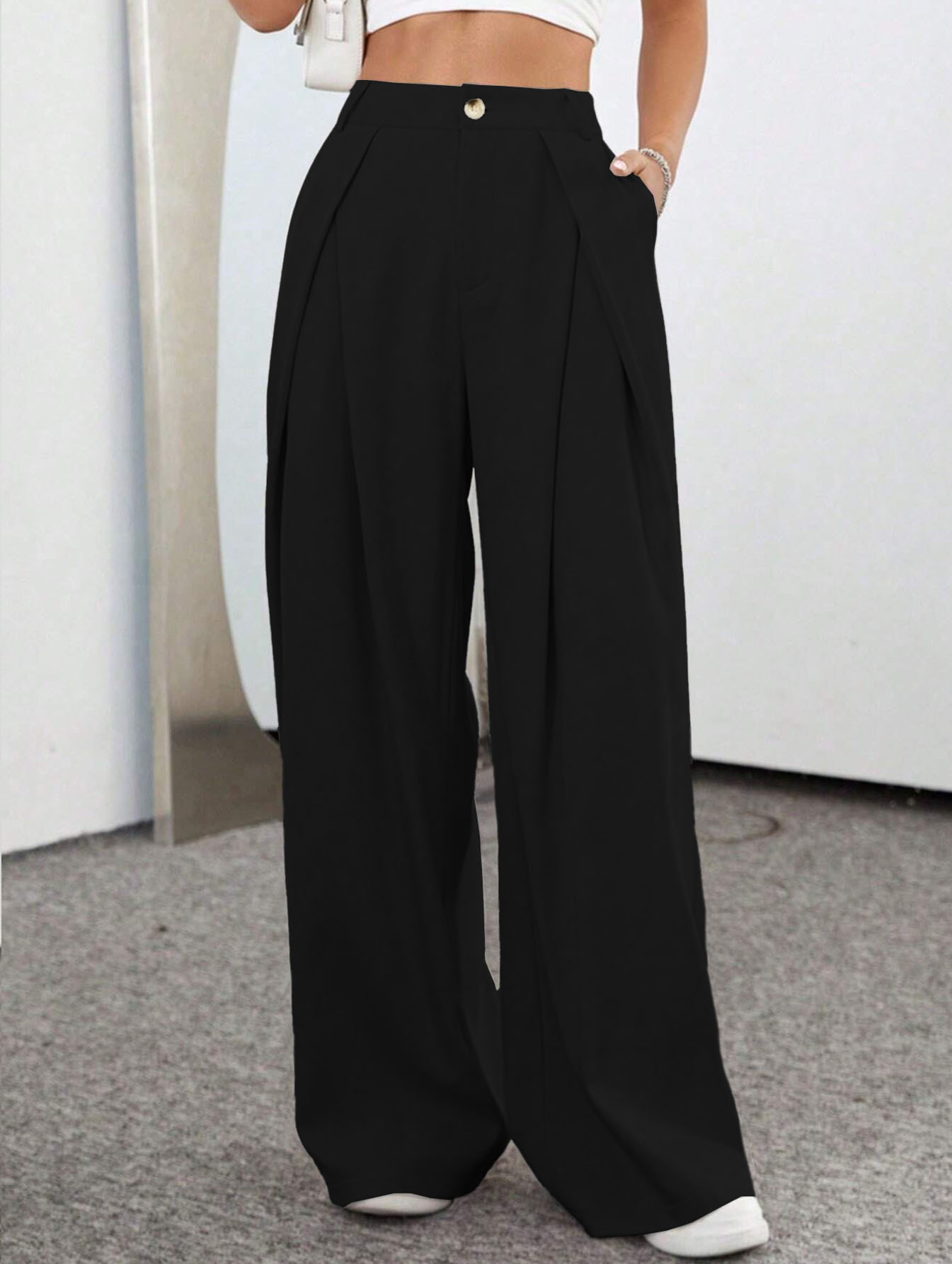 Women’s Bestseller Basic Versatile Commuter Style Casual Pants – 2026 Spring/Summer New Arrival Office Wide-Leg Long Pants