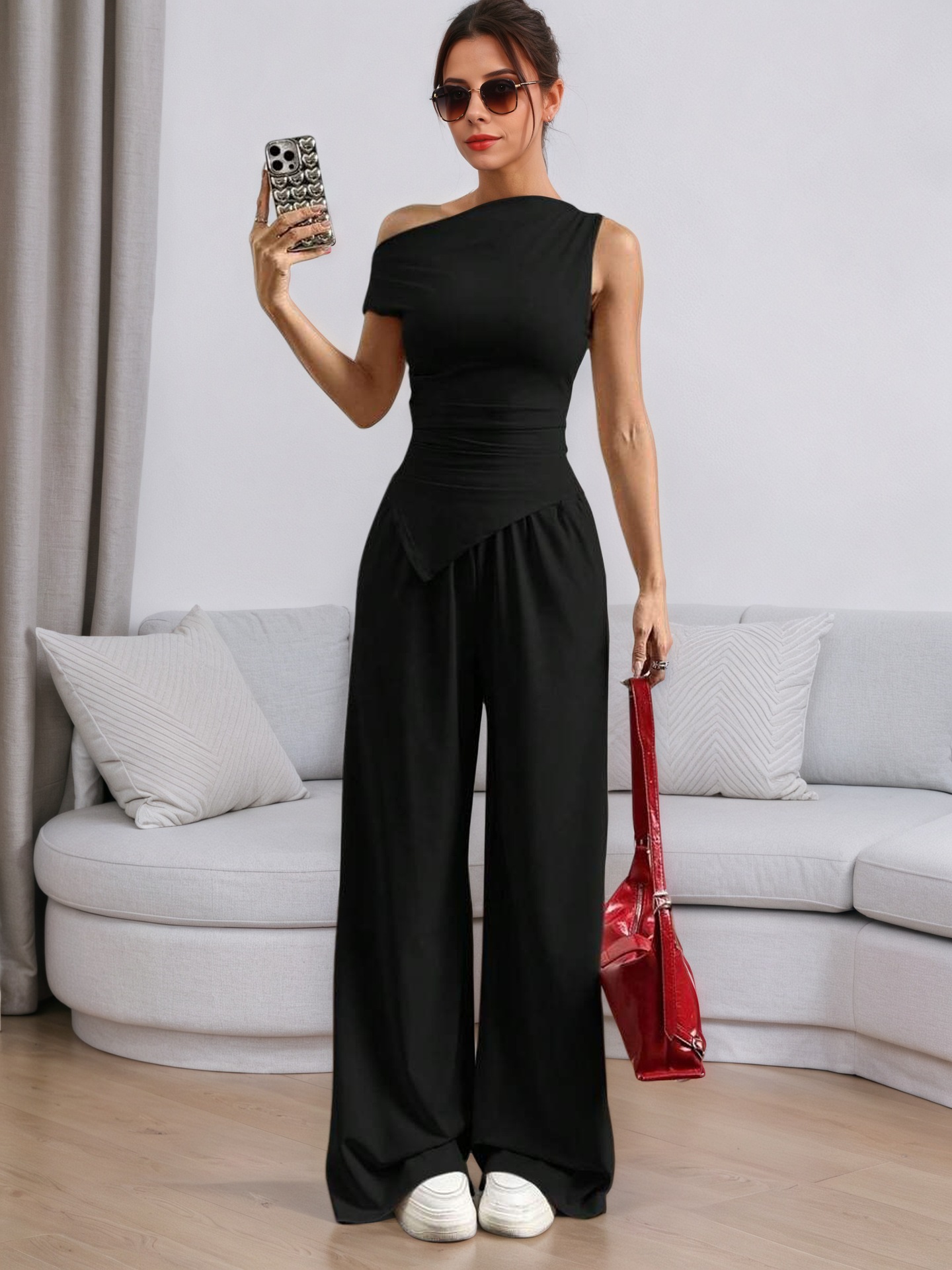 Women’s Summer Solid Sleeveless Tank Top Long Pants Fashion Set – Sexy Casual Two-Piece Set