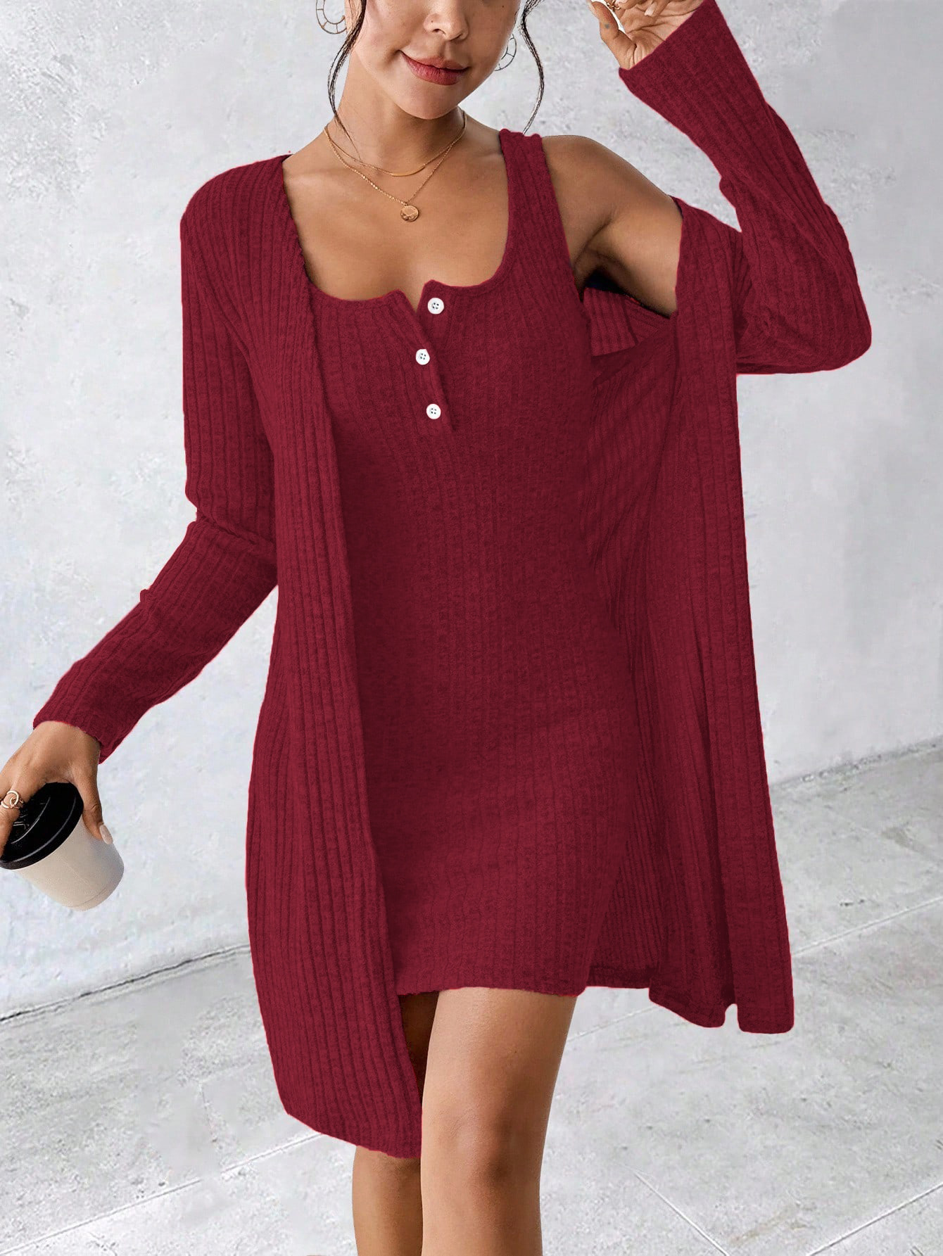Women’s Button Cardigan Set – Bestseller Fall Casual Off-Shoulder Style