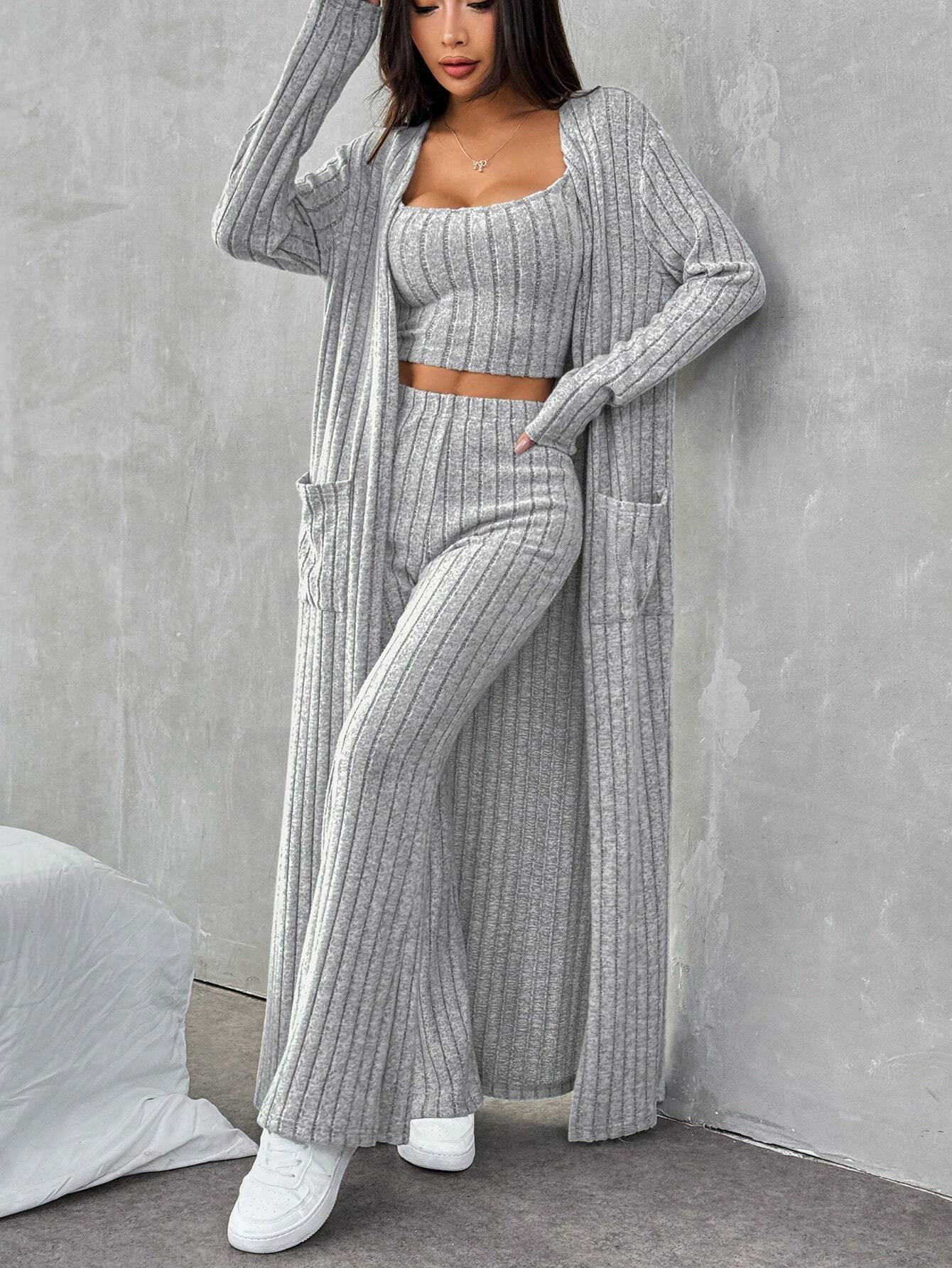 Women’s Knit Three-Piece Set – 2026 Spring/Summer Lazy Casual Style