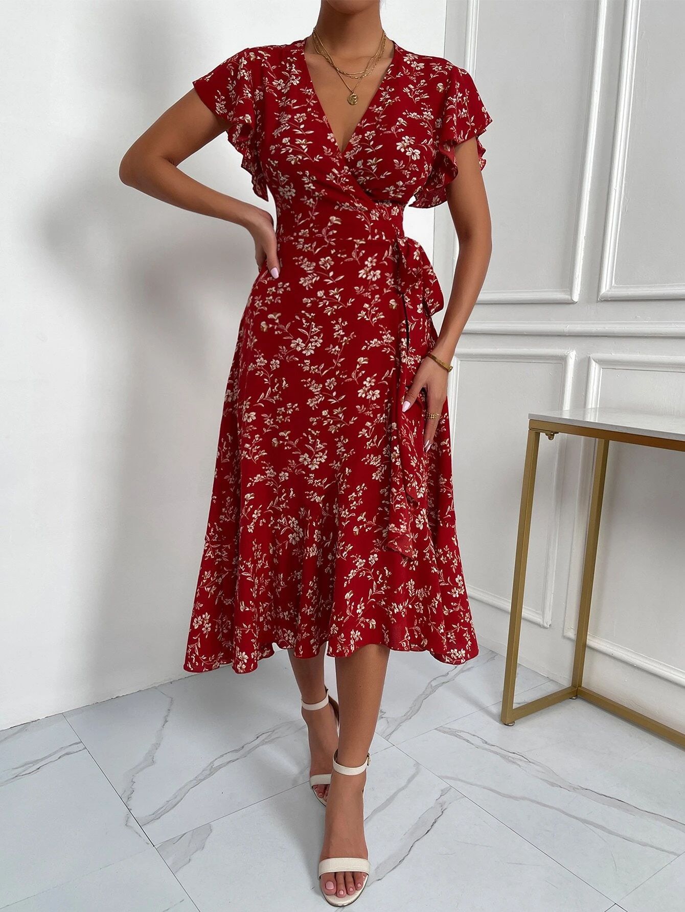 Women’s 2026 Sexy Deep V-Neck Tie Waist Bestseller Floral Resort Maxi Dress
