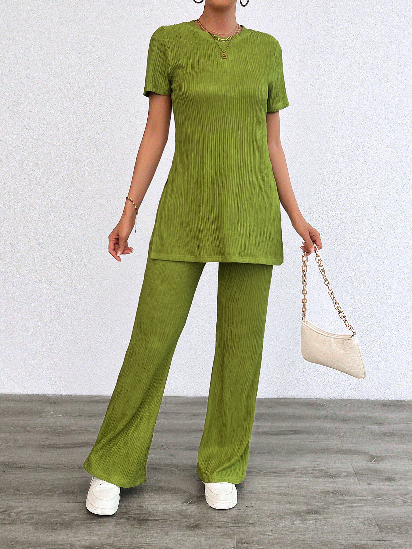 Women’s Summer Casual Fashion Striped Round Neck Two-Piece Set – Bestseller