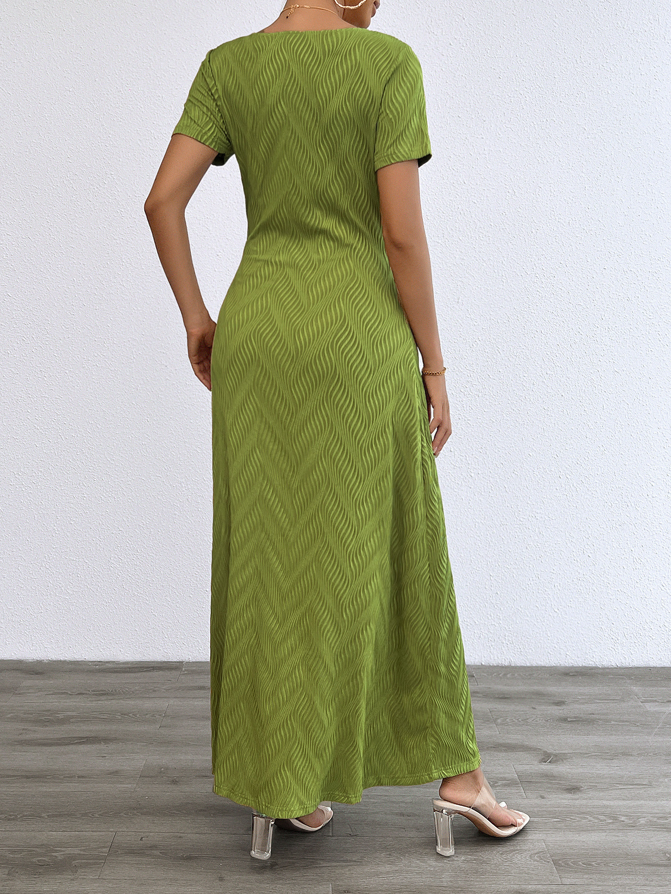 Women’s Plus Size Solid Sexy Deep V-Neck Short Sleeve Long Dress – Summer New Arrival Bestseller