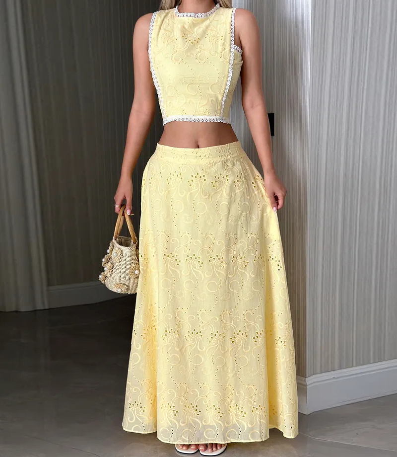 Women’s Sleeveless Maxi Dress Two-Piece Set with Pockets – INS Casual Vacation Loose Fit