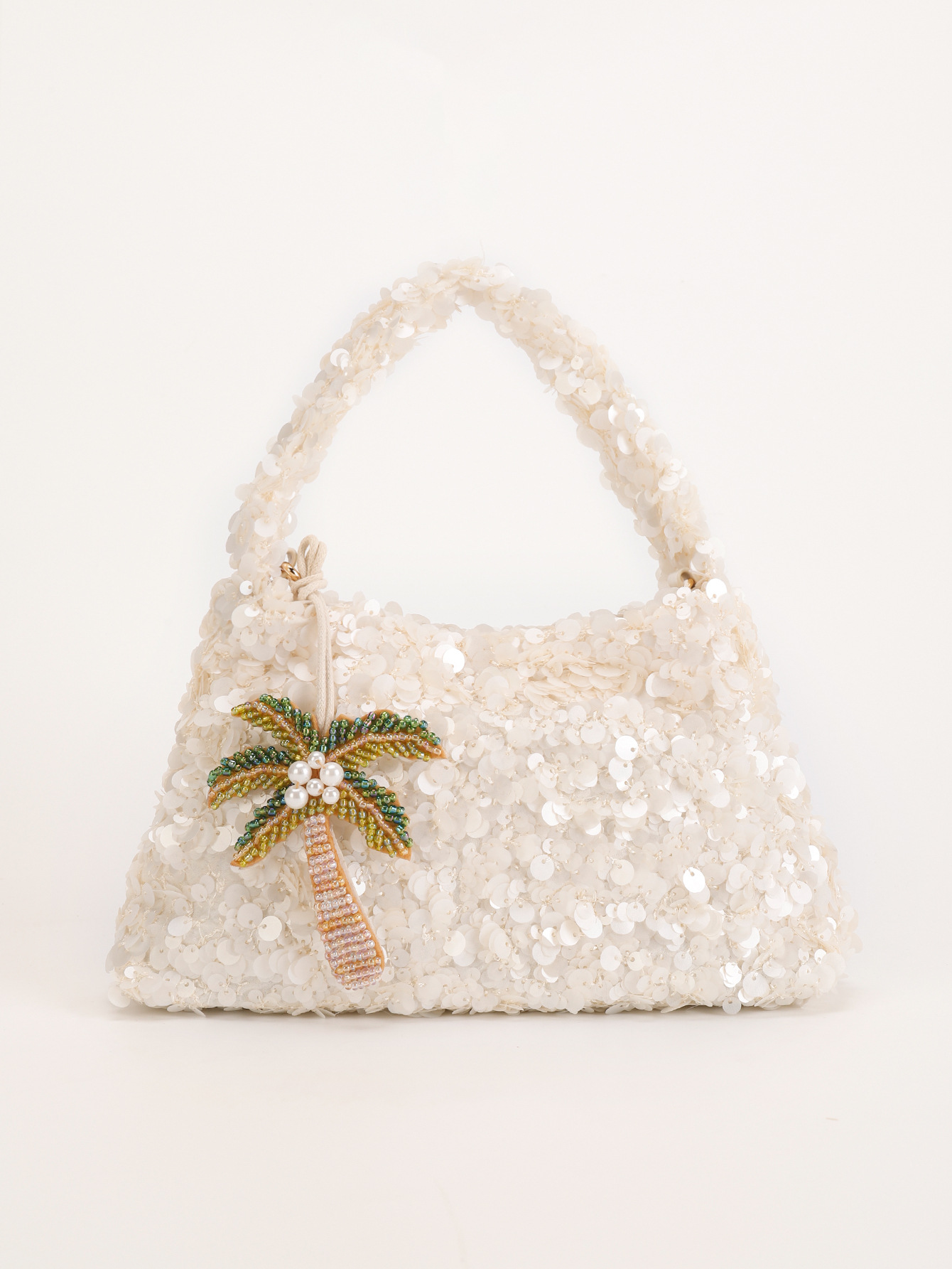 Women’s New Sequin Tote Bag – Fashion High-End Sparkle Evening Bag Shoulder Crossbody Bag Cross-Border Purse Coconut Tree Design