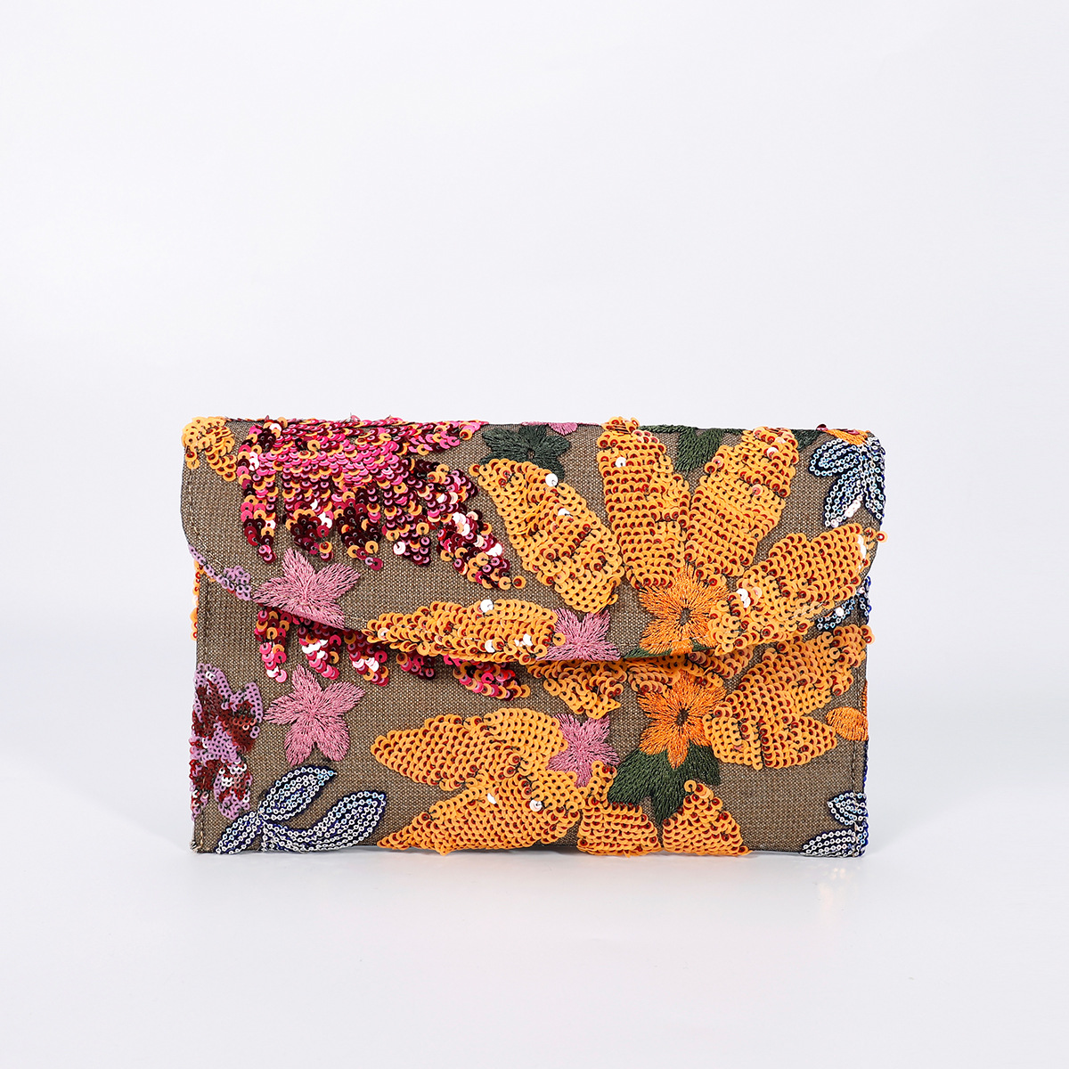 Women’s High-End Envelope Bag – Sequin Embroidery Straw Woven Unique Clutch Bag Summer Handmade Woven Purse