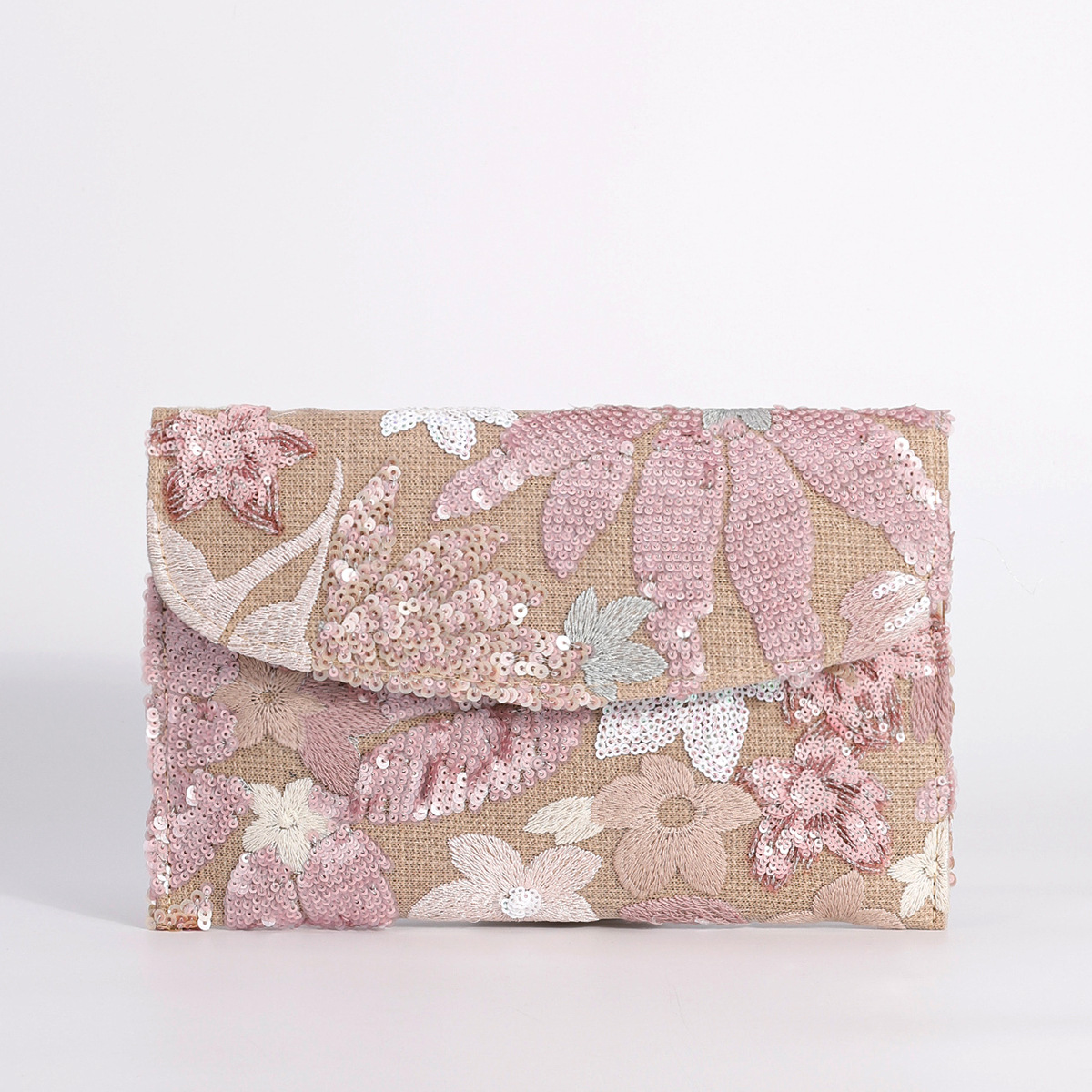 Women’s High-End Envelope Bag – Sequin Embroidery Straw Woven Unique Clutch Bag Summer Handmade Woven Purse