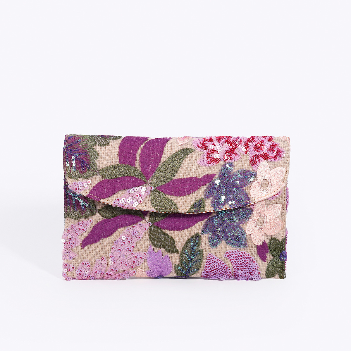 Women’s High-End Envelope Bag – Sequin Embroidery Straw Woven Unique Clutch Bag Summer Handmade Woven Purse