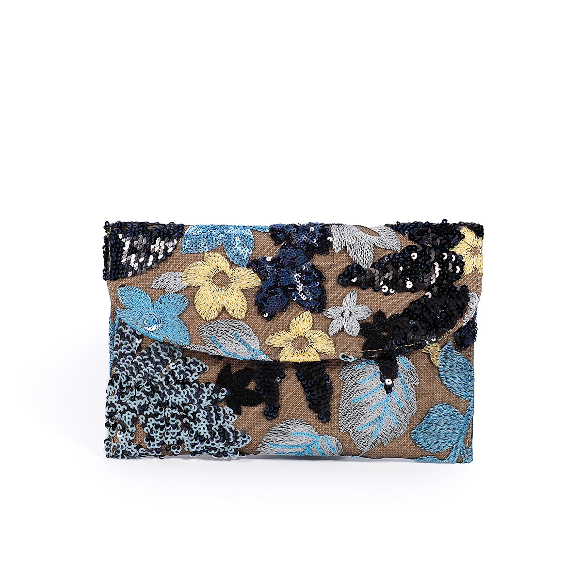 Women’s High-End Envelope Bag – Sequin Embroidery Straw Woven Unique Clutch Bag Summer Handmade Woven Purse