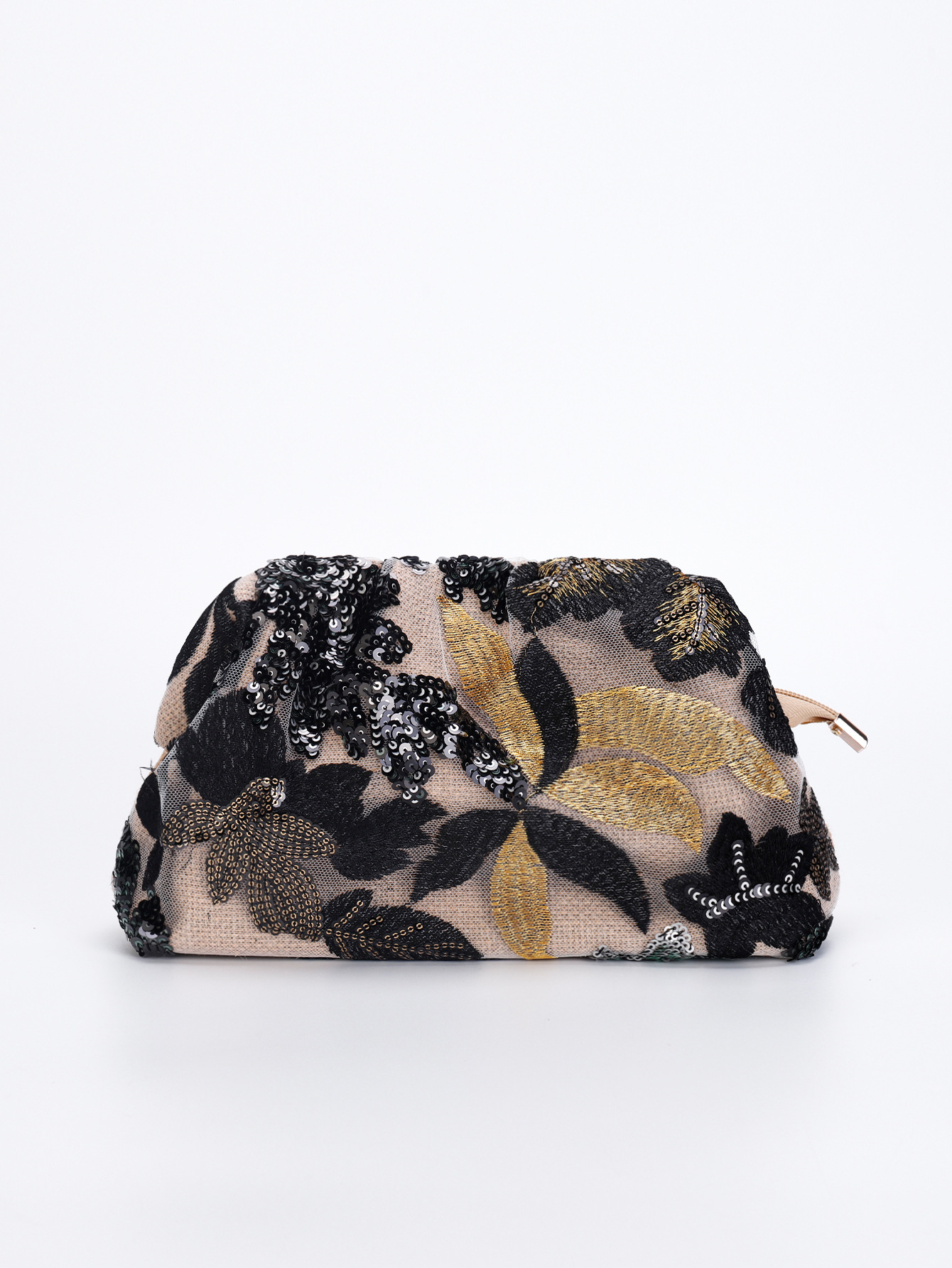 Women’s New Arrival Heavy Ink Painting Style Mesh Embroidery Sequin Bag – Light Luxury Clutch Evening Bag Cloud Bag