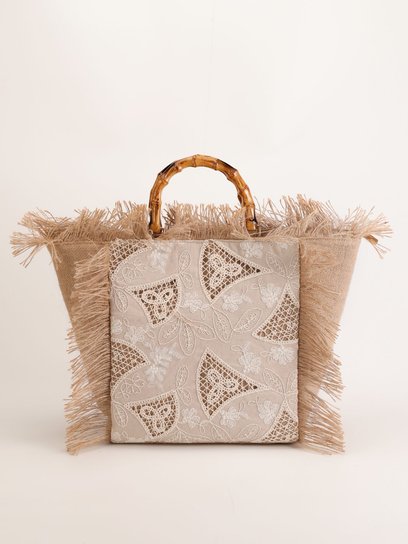 Women’s Bohemian Beach Straw Woven Bag with Strap – Bamboo Handle Tote Bag Women’s Summer Handbag