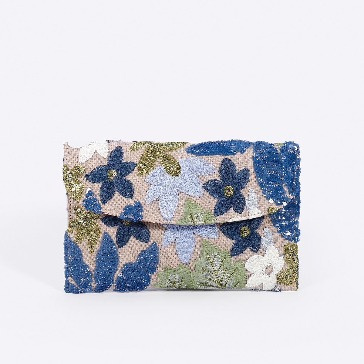 Women’s High-End Envelope Bag – Sequin Embroidery Straw Woven Unique Clutch Bag Summer Handmade Woven Purse