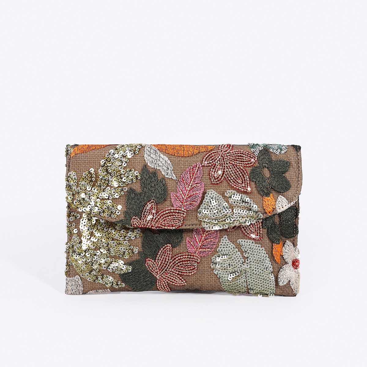 Women’s High-End Envelope Bag – Sequin Embroidery Straw Woven Unique Clutch Bag Summer Handmade Woven Purse