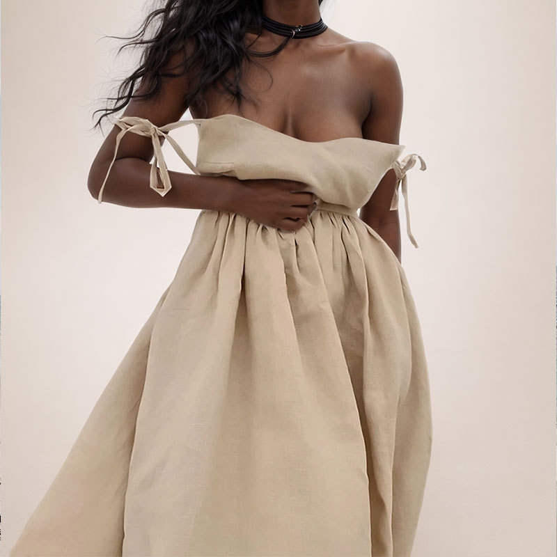 Women’s Spring New Arrival Elegant Sexy Solid Forest High-Waist Camisole Dress