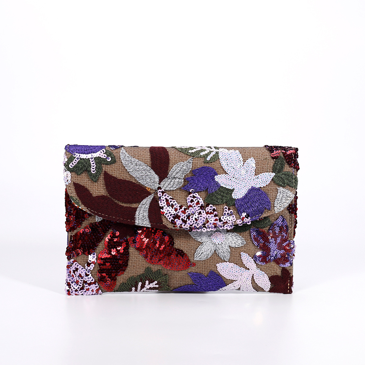 Women’s High-End Envelope Bag – Sequin Embroidery Straw Woven Unique Clutch Bag Summer Handmade Woven Purse