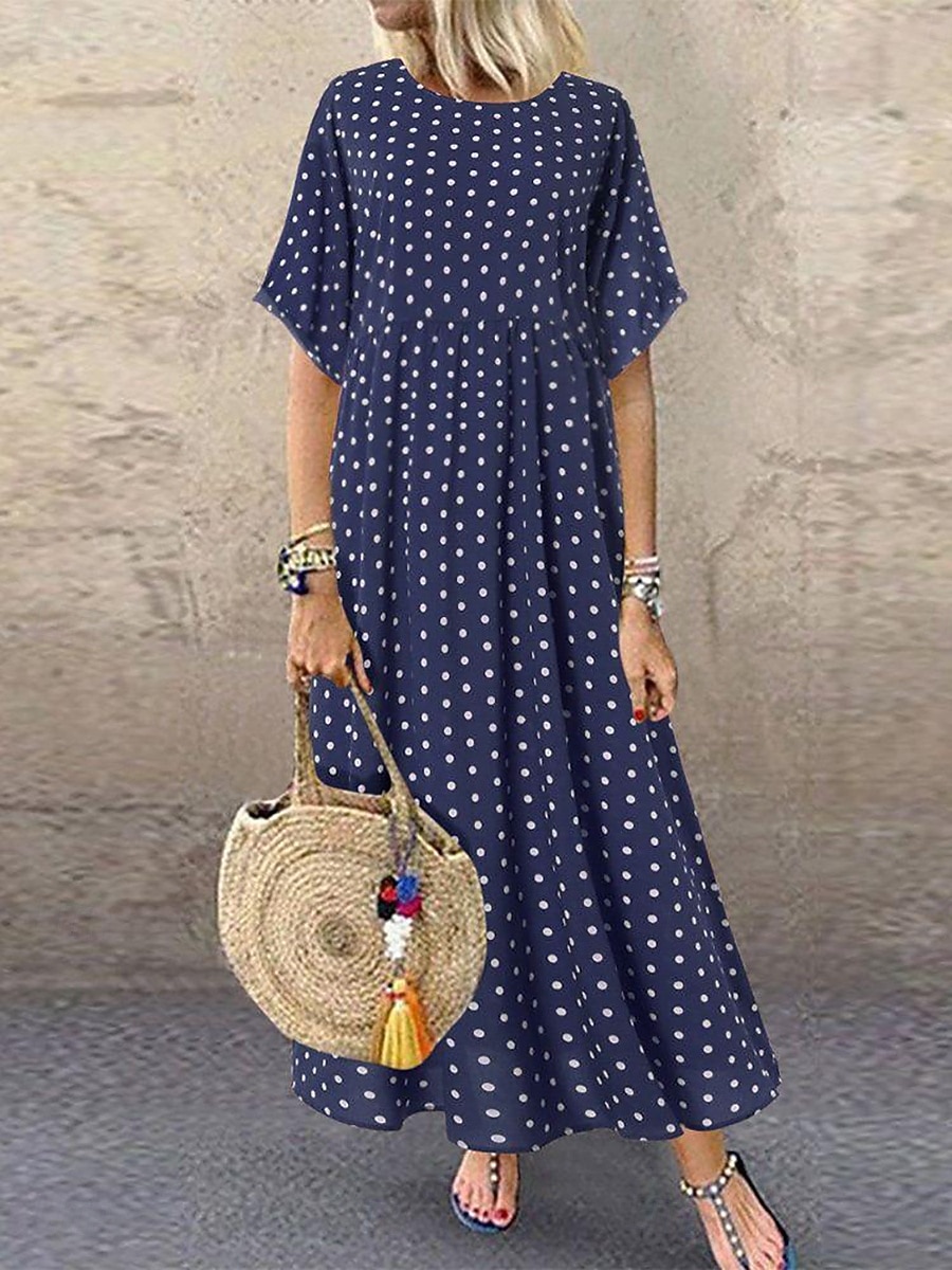Women's Midi Dress Casual Dress T Shirt Dress Tee Dress A Line Dress Elegant Fashion Modern Outdoor Vacation Going out Regular Fit Polka Dot Short Sleeve Crew Neck Blue Yellow Pink Green Summer Spring 2026 - $19.99 –P9