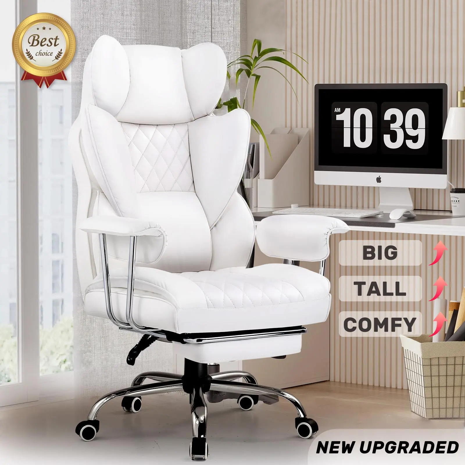 Admqx Big and Tall Sturdy ErgonomicOffice Desk Chair - Adjustable Seat Height