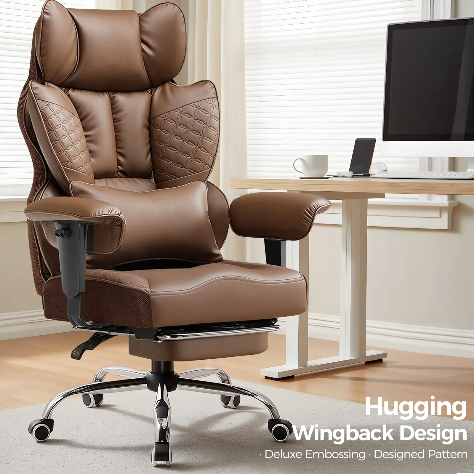 Admqx Big and Tall Sturdy ErgonomicOffice Desk Chair - Adjustable Seat Height