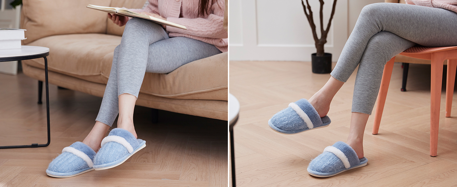 light blue Slippers for women