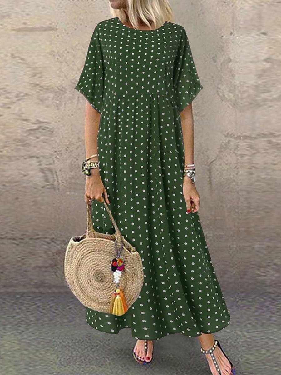 Women's Midi Dress Casual Dress T Shirt Dress Tee Dress A Line Dress Elegant Fashion Modern Outdoor Vacation Going out Regular Fit Polka Dot Short Sleeve Crew Neck Blue Yellow Pink Green Summer Spring 2026 - $19.99 –P7