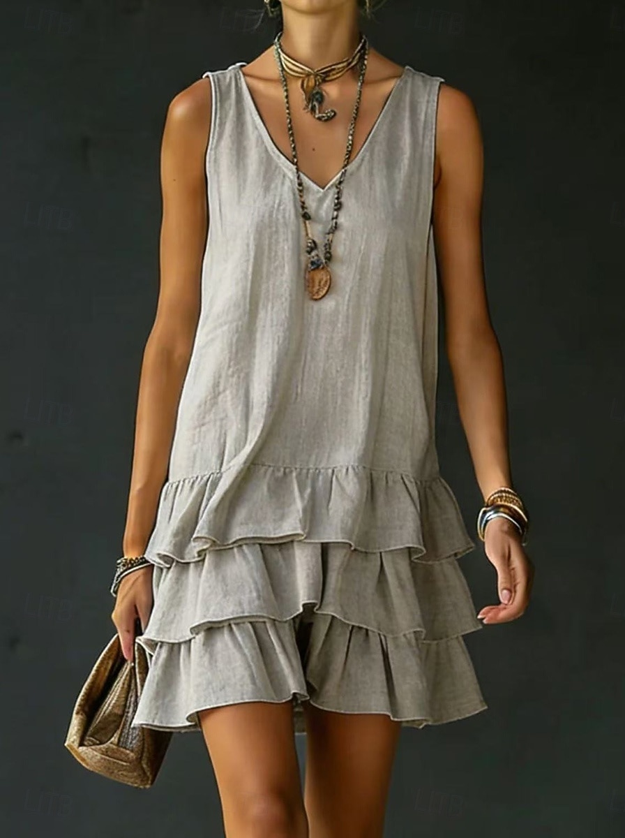 Women's Mini Dress Casual Dress Vest Dress Summer Dress Basic Classic Daily Vacation Regular Fit Plain Sleeveless V Neck Blue White Yellow Pink Summer Spring 2026 - $27.99 –P3