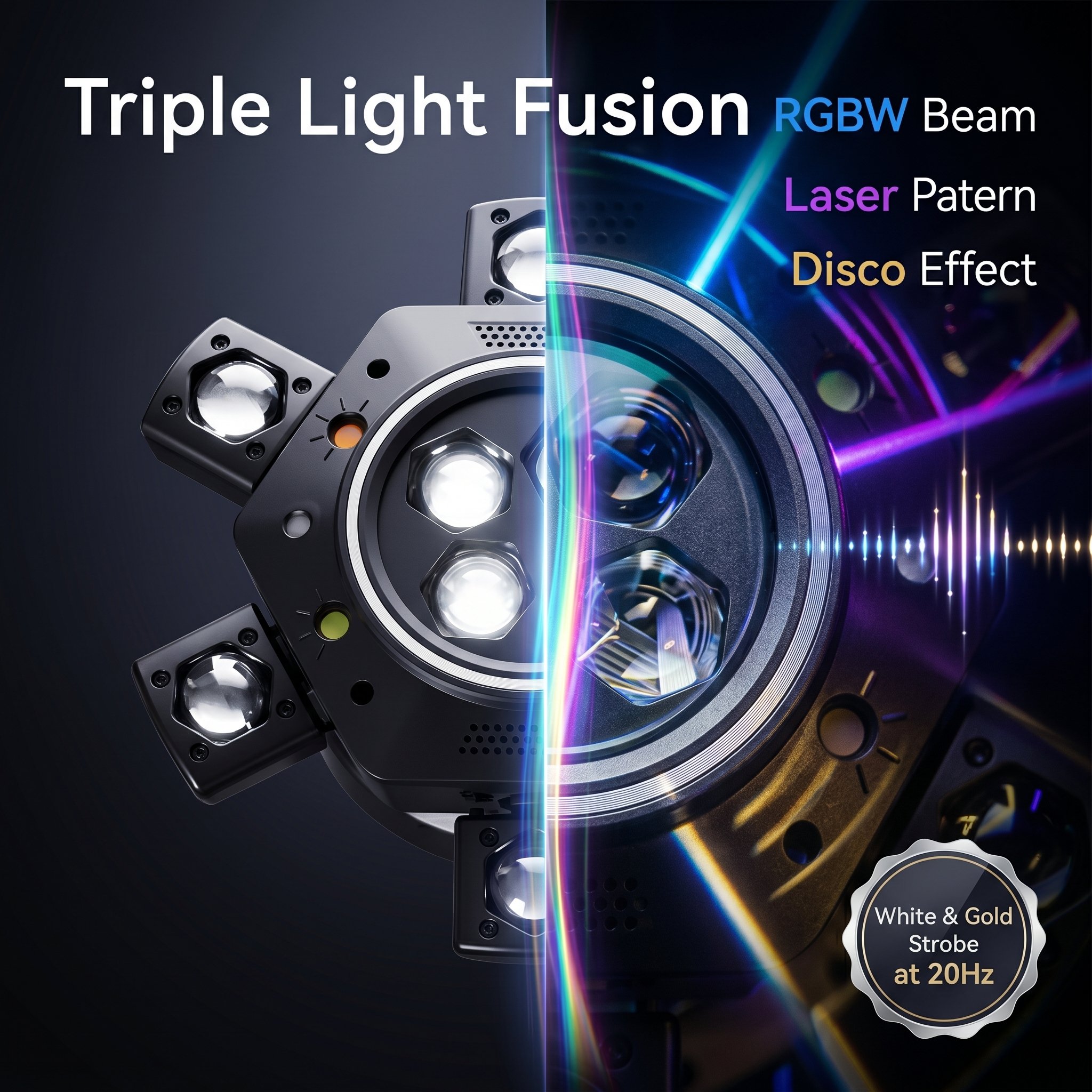 🌈120W 6-Arm DJ Moving Head Light RGBW Beam Laser Disco Strobe 4-in-1 Stage Light for Wedding Bar Party Concert 🎉