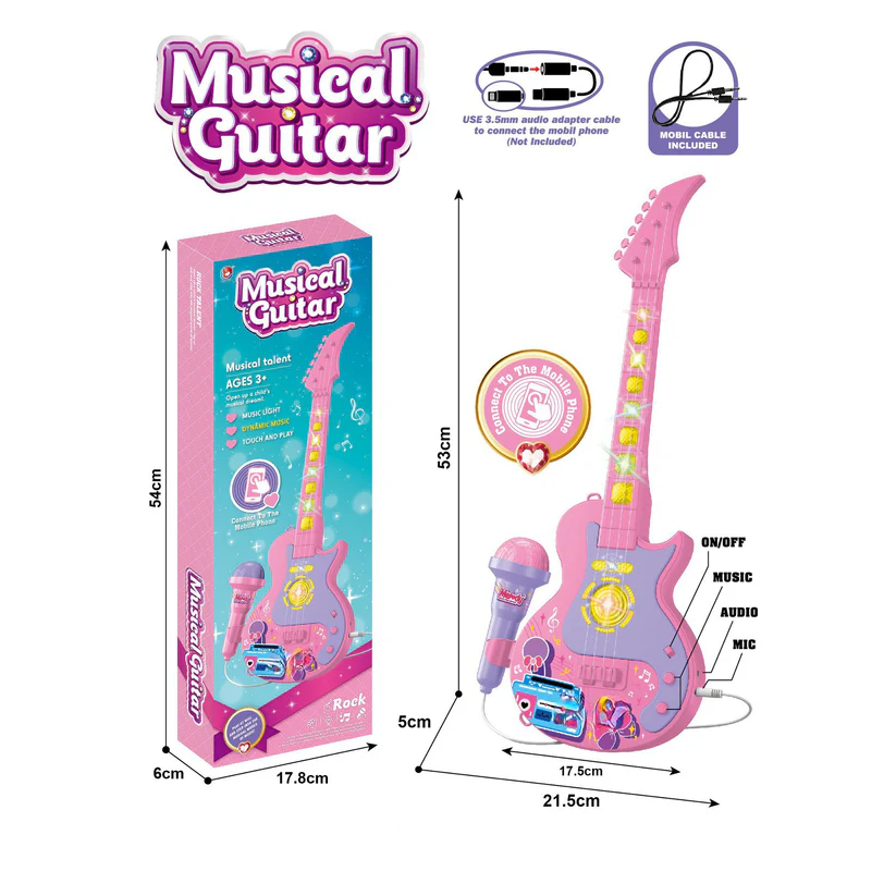 🎤 Microphone, 🎶 Singing Machine, and 🎸 Guitar Set to Ignite Your Child's Musical Dreams! ✨