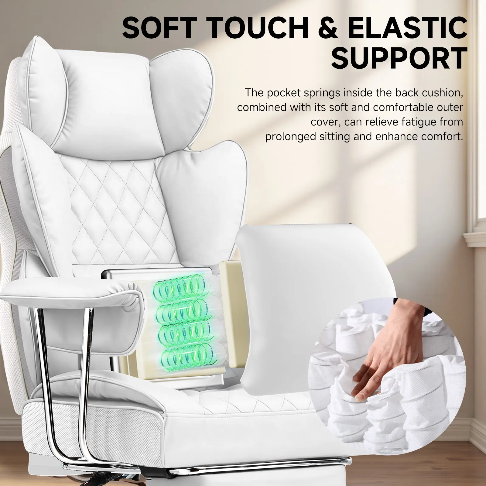 Admqx Big and Tall Sturdy ErgonomicOffice Desk Chair - Adjustable Seat Height