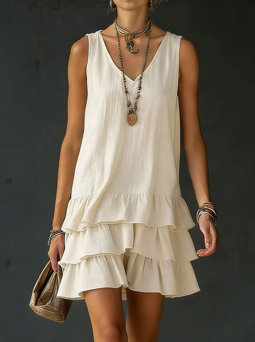Women's Mini Dress Casual Dress Vest Dress Summer Dress Basic Classic Daily Vacation Regular Fit Plain Sleeveless V Neck Blue White Yellow Pink Summer Spring 2026 - $27.99 –P6