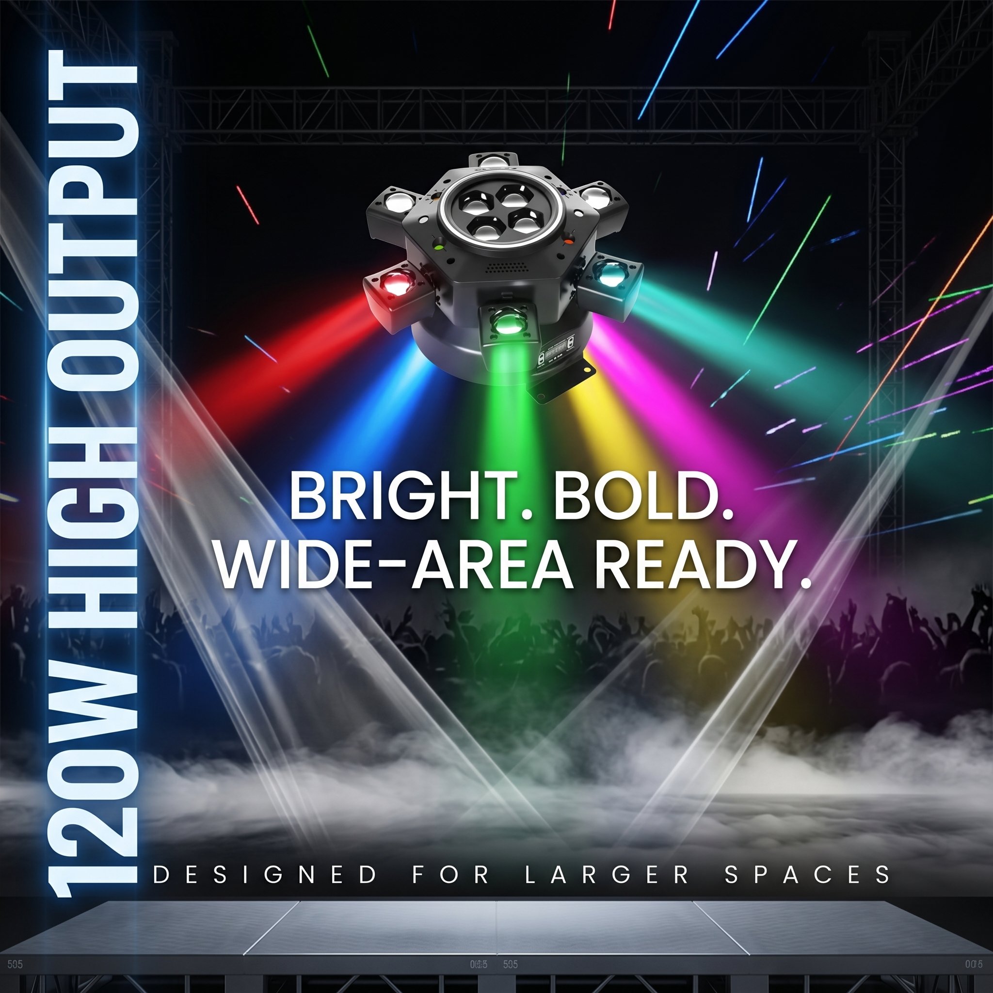 🌈120W 6-Arm DJ Moving Head Light RGBW Beam Laser Disco Strobe 4-in-1 Stage Light for Wedding Bar Party Concert 🎉