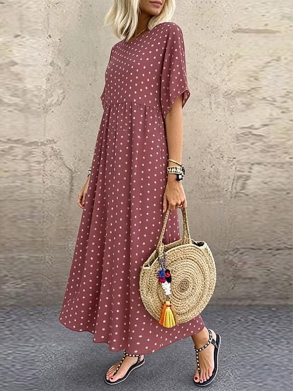 Women's Midi Dress Casual Dress T Shirt Dress Tee Dress A Line Dress Elegant Fashion Modern Outdoor Vacation Going out Regular Fit Polka Dot Short Sleeve Crew Neck Blue Yellow Pink Green Summer Spring 2026 - $19.99 –P12
