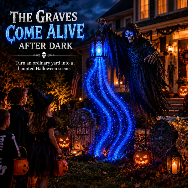 💀 Halloween Soul Harvester Animated Graveyard Light 🎃👻